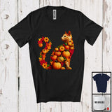 MacnyStore - Autumn Pumpkin Pilgrim Cat Shape; Wonderful Thanksgiving Fall Leaves Cat Owner T-Shirt