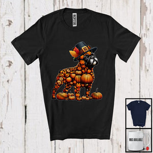 MacnyStore - Autumn Pumpkin Pilgrim French Bulldog Shape; Wonderful Thanksgiving Fall Leaves Dog Owner T-Shirt