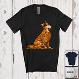 MacnyStore - Autumn Pumpkin Pilgrim Golden Retriever Shape; Wonderful Thanksgiving Fall Leaves Dog Owner T-Shirt