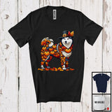 MacnyStore - Autumn Pumpkin Pilgrim Husky Shape; Wonderful Thanksgiving Fall Leaves Dog Owner T-Shirt