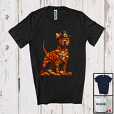 MacnyStore - Autumn Pumpkin Pilgrim Pit Bull Shape; Wonderful Thanksgiving Fall Leaves Dog Owner T-Shirt