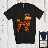 MacnyStore - Autumn Pumpkin Pilgrim Poodle Shape; Wonderful Thanksgiving Fall Leaves Dog Owner T-Shirt