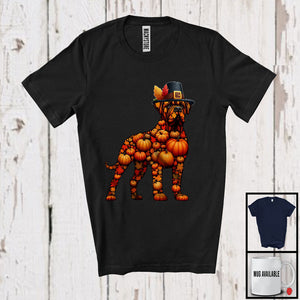 MacnyStore - Autumn Pumpkin Pilgrim Pug Shape; Wonderful Thanksgiving Fall Leaves Cane Corso Owner T-Shirt