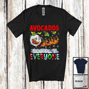 MacnyStore - Avocados For Everyone; Fantastic Christmas Avocado Santa Sleigh; X-mas Snowing Family Fruit T-Shirt