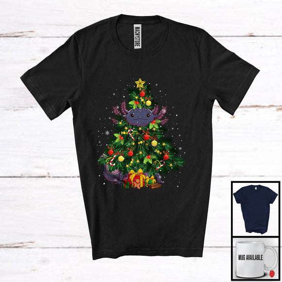 MacnyStore - Axolotl Christmas Tree Cosplay; Merry X-mas Axolotl Animal Lover; Snowing Family Group T-Shirt