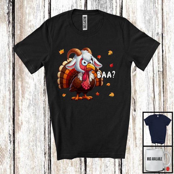 MacnyStore - Baa; Wonderful Thanksgiving Fall Autumn Leaves Goat Turkey; Farm Farmer Family Group T-Shirt