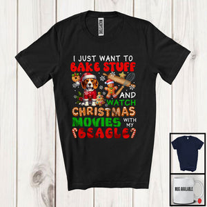 MacnyStore - Bake Stuff Watch Christmas Movies With Beagle; Adorable Snow Gingerbread; Baking Baker T-Shirt