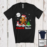 MacnyStore - Baking Team; Adorable Christmas Gingerbread Santa; X-mas Lights Snowing Baker Group T-Shirt