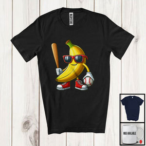 MacnyStore - Banana Playing Baseball, Lovely Fruit Vegan Baseball Player Team, Sport Playing Lover T-Shirt