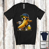 MacnyStore - Banana Sunglasses Playing Softball, Humorous Fruit Lover Softball Player Sport Team T-Shirt