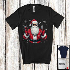 MacnyStore - Barber Santa, Awesome Christmas Santa Sunglasses, Snowing Matching Careers Group T-Shirt