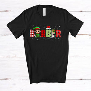 MacnyStore - Barber; Wonderful Christmas Plaid Elf Pajamas; Proud Jobs Careers Barber Squad T-Shirt