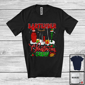 MacnyStore - Bartender Christmas Crew; Awesome Christmas Plaid Bartender Group; X-mas Snowing Jobs T-Shirt