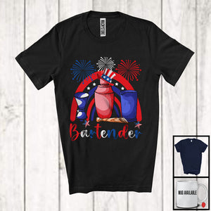 MacnyStore - Bartender, Amazing 4th Of July American Flag Hat Rainbow Lover, Careers Patriotic Group T-Shirt