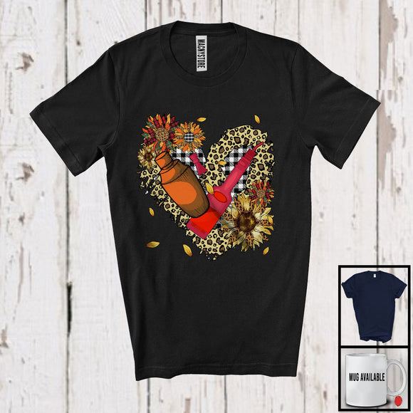 MacnyStore - Bartender, Lovely Leopard Heart Shape Sunflowers, Matching Bartender Team Group T-Shirt