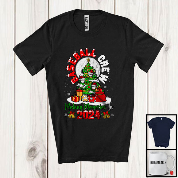 MacnyStore - Baseball Crew Making Memories In 2024; Joyful Christmas Tree Moon; Sport Player Group T-Shirt