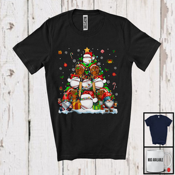 MacnyStore - Baseball Equipment As Christmas Tree; Amazing X-mas Baseball Player Playing; Sport Gnomes T-Shirt