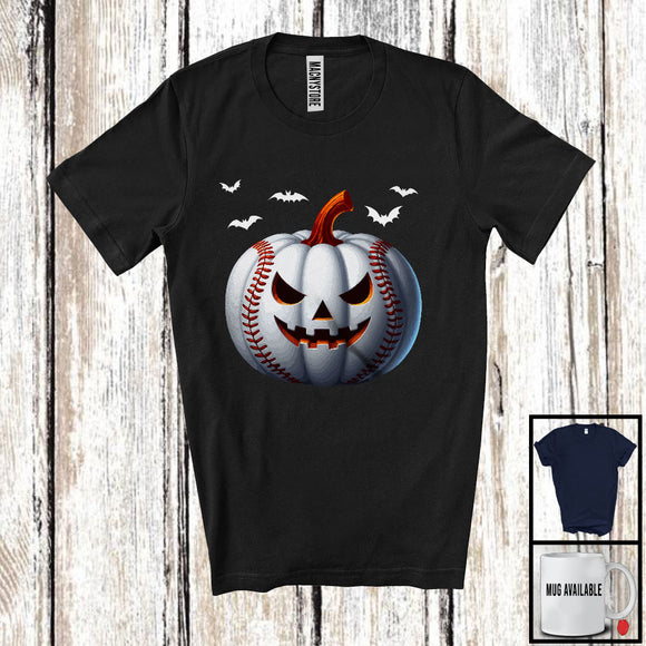 MacnyStore - Baseball Pumpkin Face, Humorous Halloween Costume Baseball Player Team, Sport Playing T-Shirt