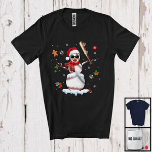 MacnyStore - Baseball Santa Snowman Cosplay; Cheerful Christmas Baseball Sport Player Playing Team; Snow T-Shirt