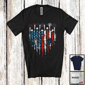 MacnyStore - Baseball Softball Heart Shape American Flag, Awesome 4th Of July Baseball Softball Player, Patriotic T-Shirt