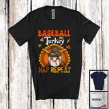 MacnyStore - Baseball Turkey Nap Repeat, Awesome Thanksgiving Fall Leaves Turkey, Sport Player Team T-Shirt