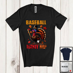 MacnyStore - Baseball Turkey Nap; Sarcastic Thanksgiving Turkey Sunglasses Playing Baseball; Sport Player T-Shirt