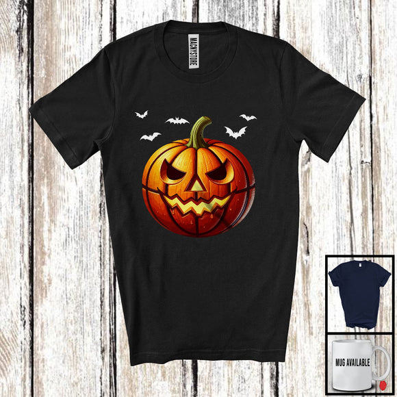 MacnyStore - Basketball Pumpkin Face, Humorous Halloween Costume Basketball Player Team, Sport Playing T-Shirt