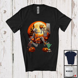 MacnyStore - Basketball Skeleton Player; Humorous Halloween Moon Skeleton Lover; Sport Playing Team T-Shirt