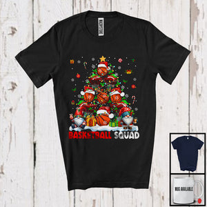 MacnyStore - Basketball Squad; Lovely Basketball Equipment Christmas Tree Lights; Sport Player Gnomes T-Shirt