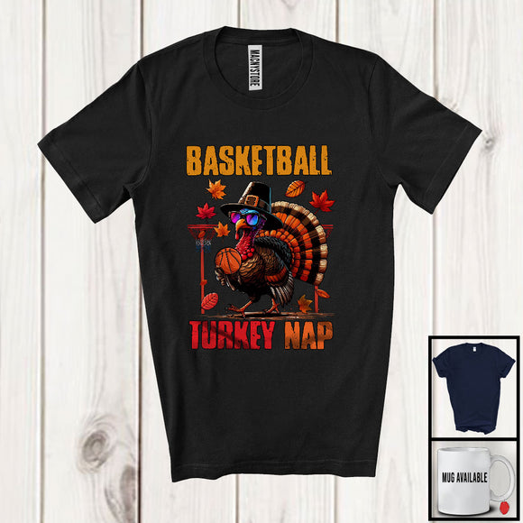 MacnyStore - Basketball Turkey Nap; Sarcastic Thanksgiving Turkey Sunglasses Playing Basketball; Sport Player T-Shirt