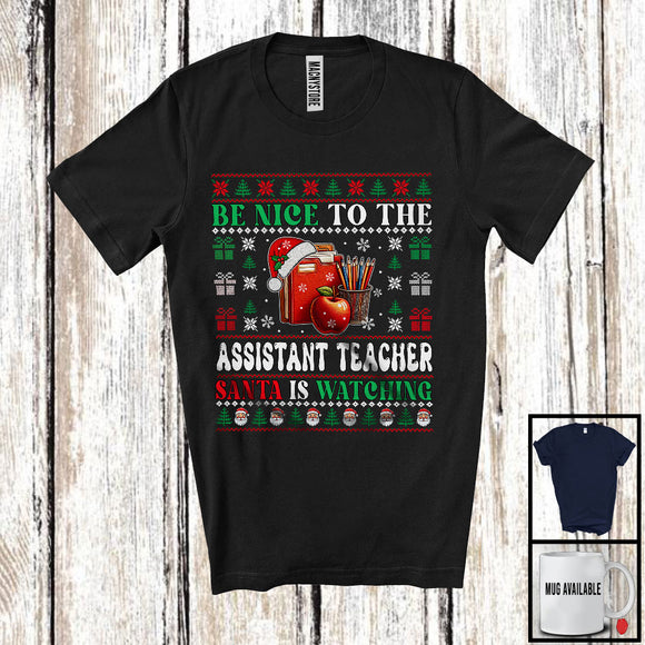 MacnyStore - Be Nice To The Assistant Teacher; Fantastic Christmas Sweater Santa Lover; X-mas Jobs Proud T-Shirt