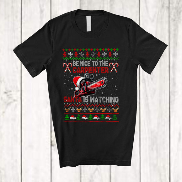 MacnyStore - Be Nice To The Carpenter; Wonderful Christmas Sweater Santa; Pajama Family Group T-Shirt