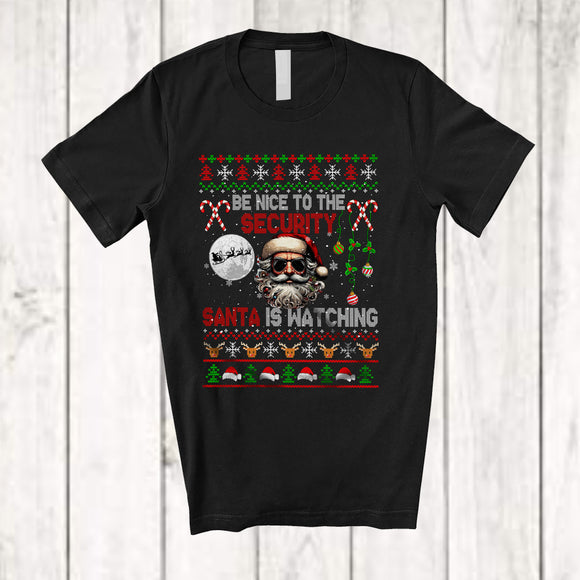 MacnyStore - Be Nice To The Security; Wonderful Christmas Sweater Santa; Pajama Family Group T-Shirt