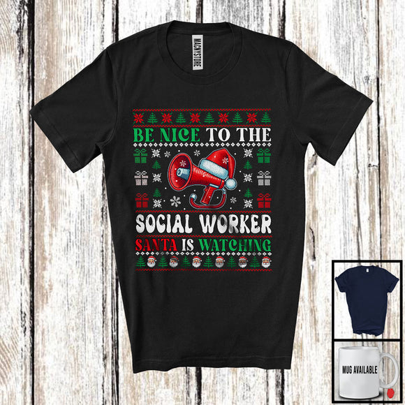 MacnyStore - Be Nice To The Social Worker; Fantastic Christmas Sweater Santa Lover; X-mas Jobs Proud T-Shirt