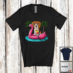 MacnyStore - Beagle On Flamingo Float; Joyful Summer Vacation Hawaii; Pool Beach Family Group T-Shirt