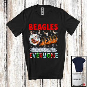 MacnyStore - Beagles For Everyone; Fantastic Christmas Beagle Santa Sleigh; X-mas Snowing Family T-Shirt