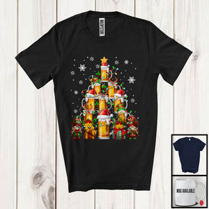 MacnyStore - Beer Christmas Tree Shape; Amazing X-mas Lights Gnomes Lover; Matching Drinking Group T-Shirt