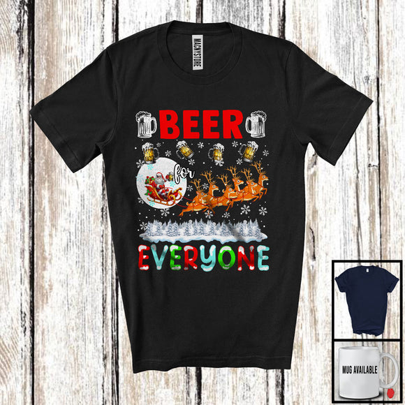 MacnyStore - Beer For Everyone; Fantastic Christmas Beer Santa Sleigh; X-mas Snowing Family Drinking T-Shirt