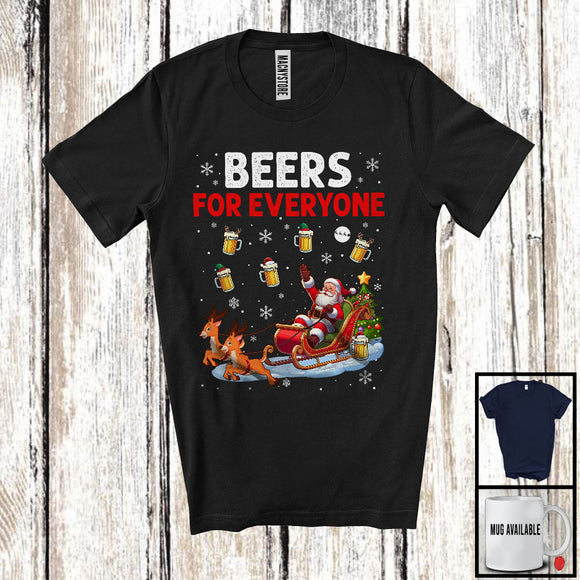 MacnyStore - Beers For Everyone; Amazing Christmas Santa Sleigh Beer Lover; X-mas Tree Drinking Drunker T-Shirt