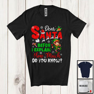 MacnyStore - Before I Explain How Much Do You Know; Humorous Christmas Santa Naughty Elf Lover; Family T-Shirt