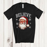 MacnyStore - Believe; Fantastic Christmas Santa Face; Snowing X-mas Pajama Matching Family Group T-Shirt