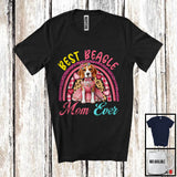 MacnyStore - Best Beagle Mom Ever, Lovely Mother's Day Leopard Plaid Rainbow, Flowers Family Group T-Shirt