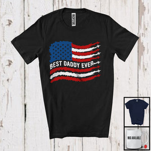 MacnyStore - Best Daddy Ever, Awesome 4th Of July Airplane American Flag, Family Patriotic Group T-Shirt