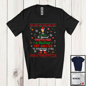 MacnyStore - Best Way To Spread Christmas Cheer Is Teaching 1st Grade; Merry X-mas Sweater Santa; Teacher T-Shirt