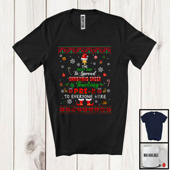 MacnyStore - Best Way To Spread Christmas Cheer Is Teaching Pre-K; Merry X-mas Sweater Santa; Teacher T-Shirt