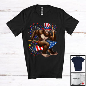 MacnyStore - Bigfoot Riding Firecracker, Awesome 4th Of July Fireworks Bigfoot Lover, Patriotic Group T-Shirt