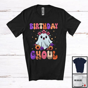 MacnyStore - Birthday Ghoul; Happy Birthday Flowers Boo Ghost; Women Girls Matching Family Group T-Shirt