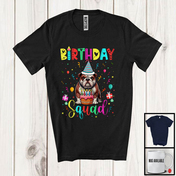 MacnyStore - Birthday Squad; Adorable Birthday Party Cake Bulldog Owner Lover; Family Group T-Shirt