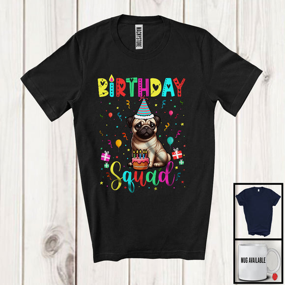 MacnyStore - Birthday Squad; Adorable Birthday Party Cake Pug Owner Lover; Family Group T-Shirt