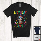 MacnyStore - Birthday Squad; Colorful Birthday Cake Celebration Cow Animal Lover; Family Group T-Shirt